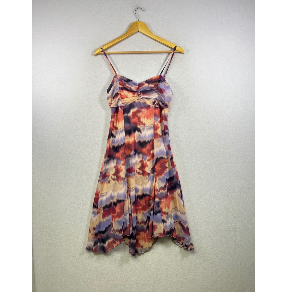 Kirious Los Angeles Mesh Dress‎ Womens Large Multicolor Abstract Ikat Boho Lined